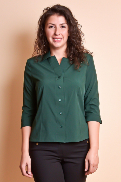 Camasa verde cu pliuri pe rever