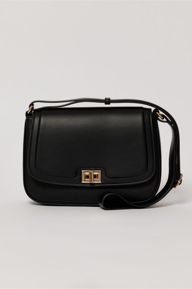 Geanta neagra casual cu inchidere metalica