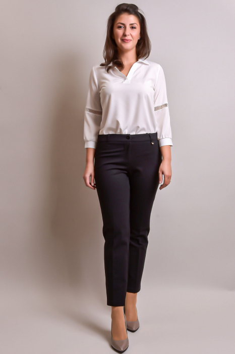 Pantaloni office negri cu talie inalta