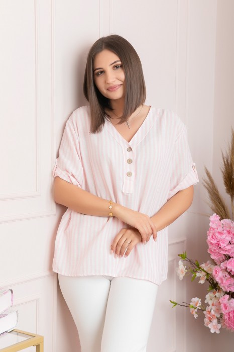 Bluza casual Freya cu dungi roz