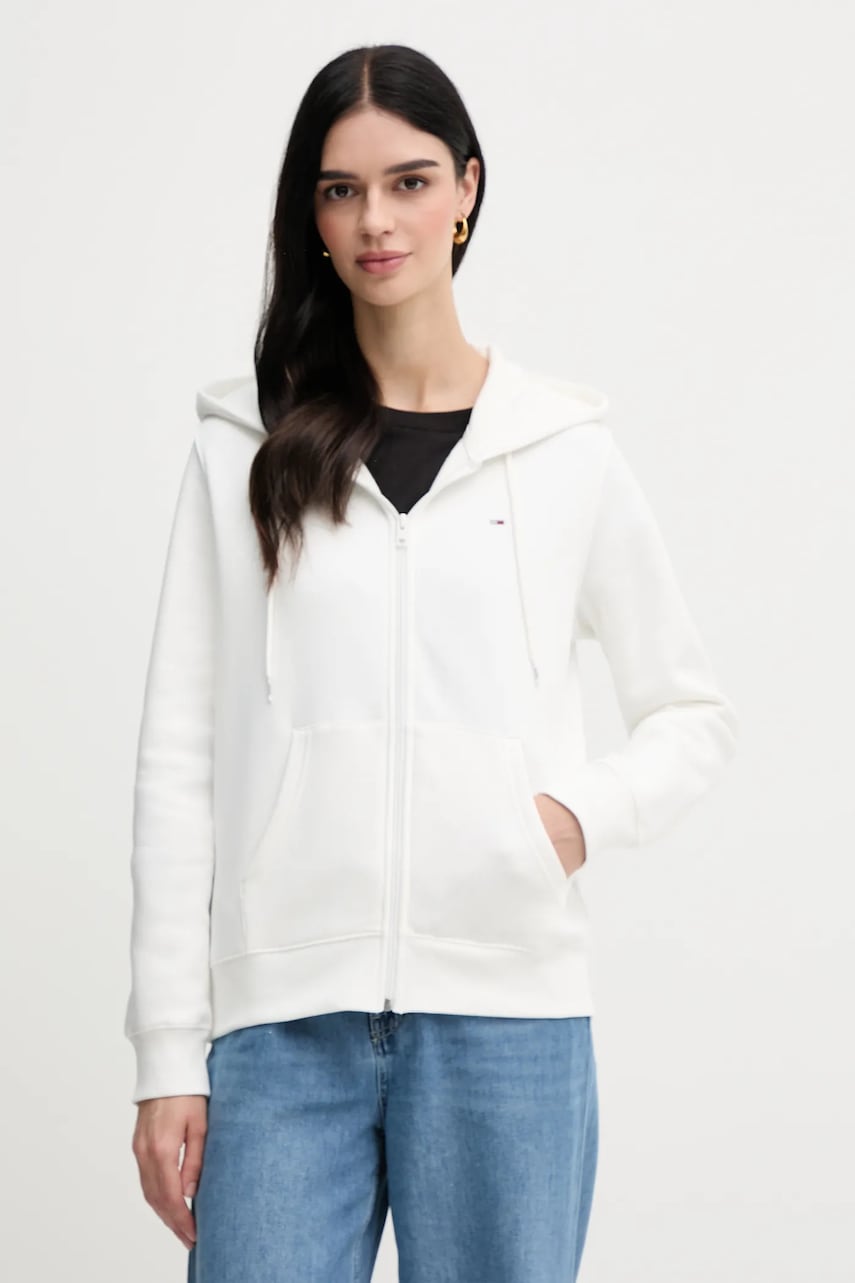 Tommy Jeans hanorac cu fermoar pentru femei cu bumbac