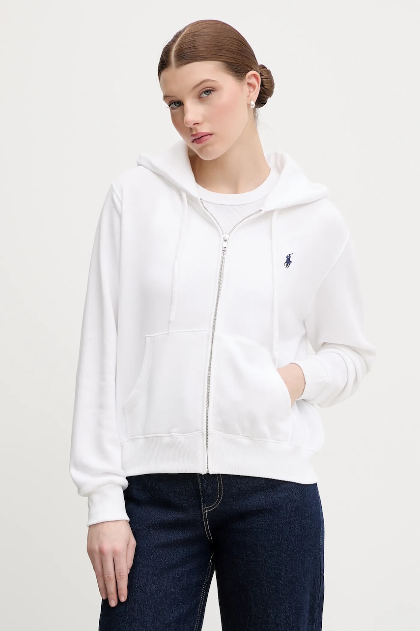 Polo Ralph Lauren hanorac cu fermoar și glugă pentru femei, din bumbac