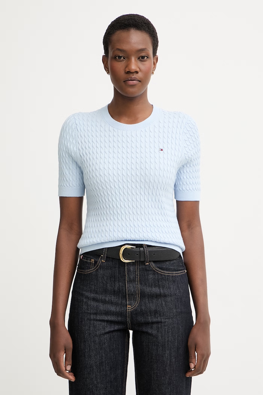 Tommy Hilfiger pulover cu mânecă scurtă pentru femei, din bumbac