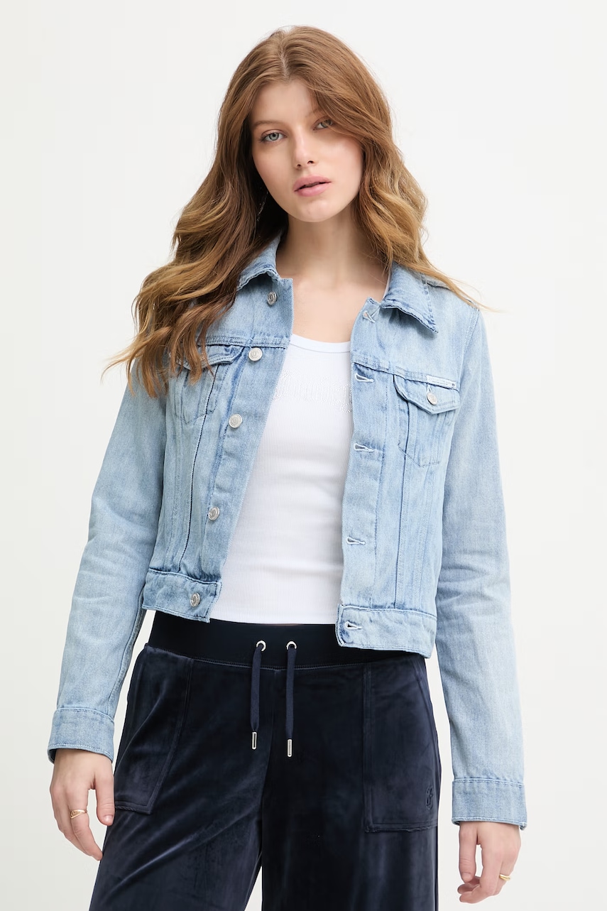 Juicy Couture geacă de blugi pentru femei, din bumbac DIAMANTE CROPPE