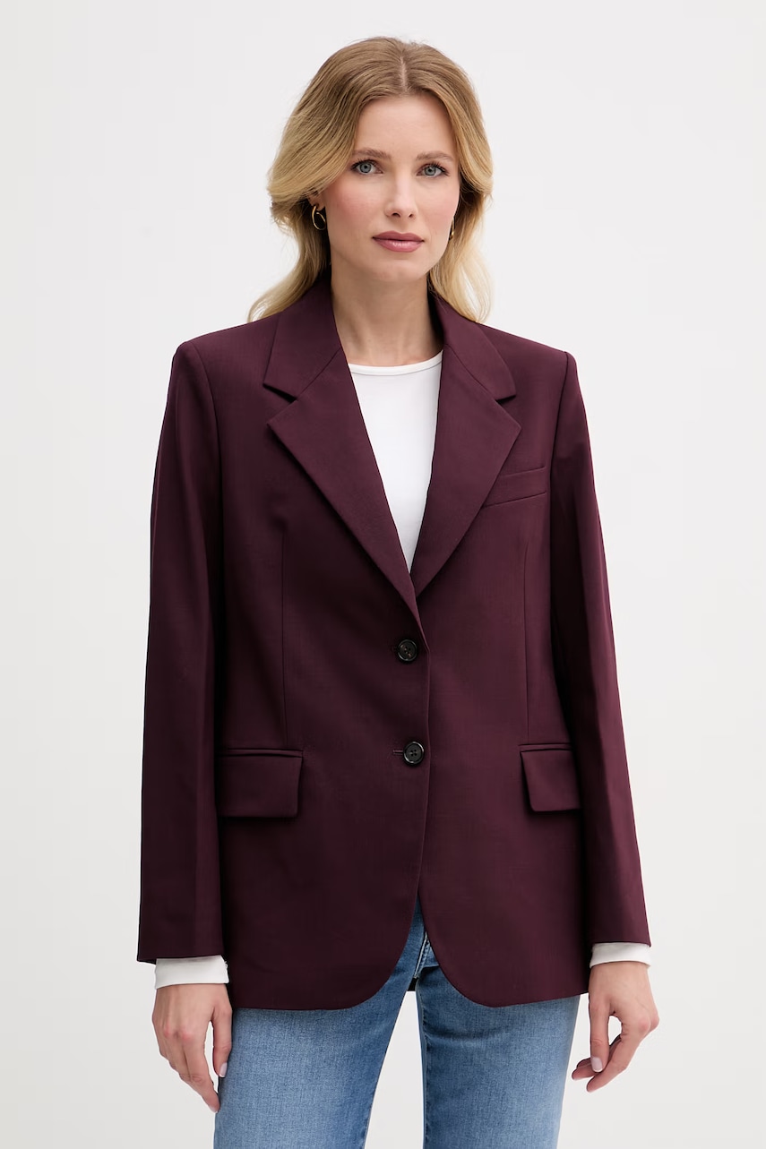 Tommy Hilfiger sacou cu un singur rând de nasturi pentru femei, cu amestec de lână