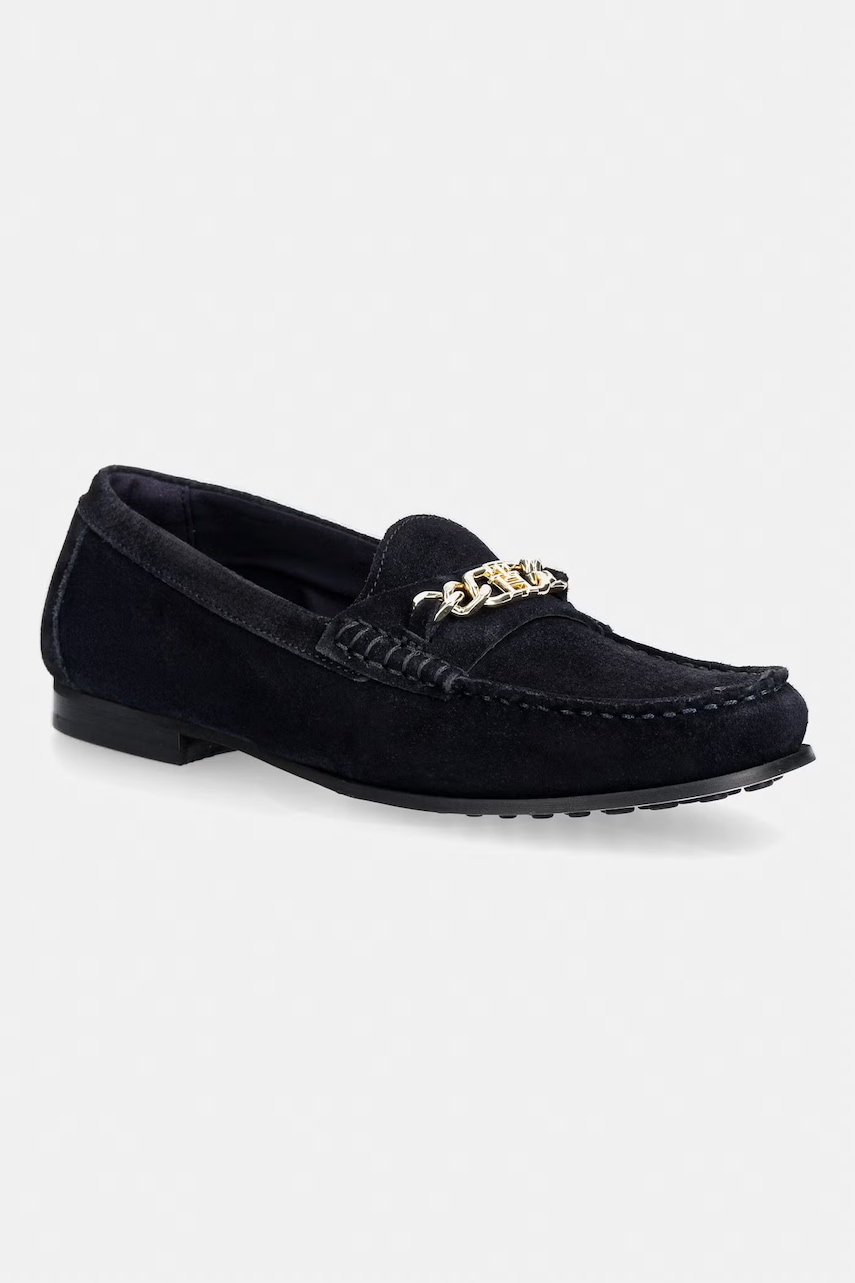 Tommy Hilfiger mocasini pentru femei din piele întoarsă TH CHAIN SUEDE LOAFER
