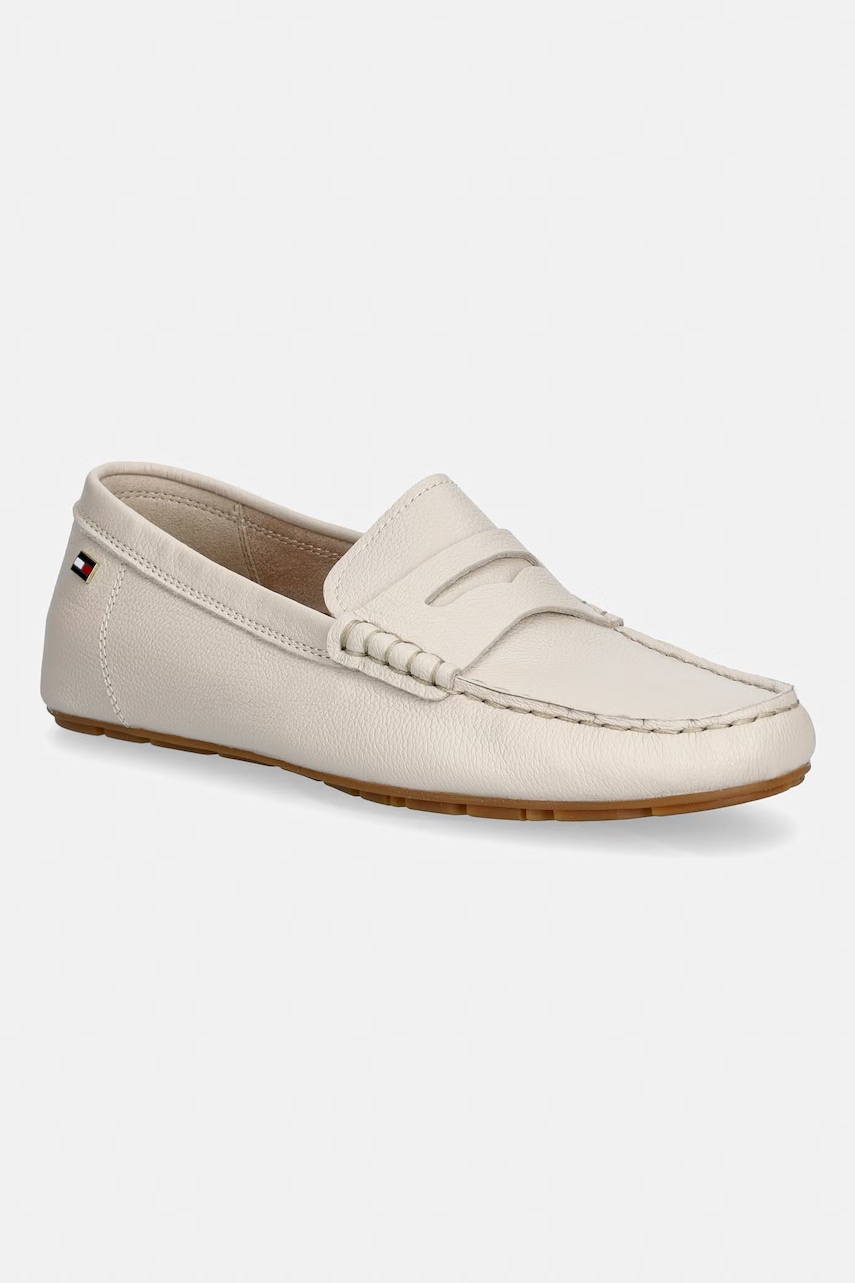 Tommy Hilfiger mocasini pentru femei din piele FLAG LEATHER DRIVER LOAFER