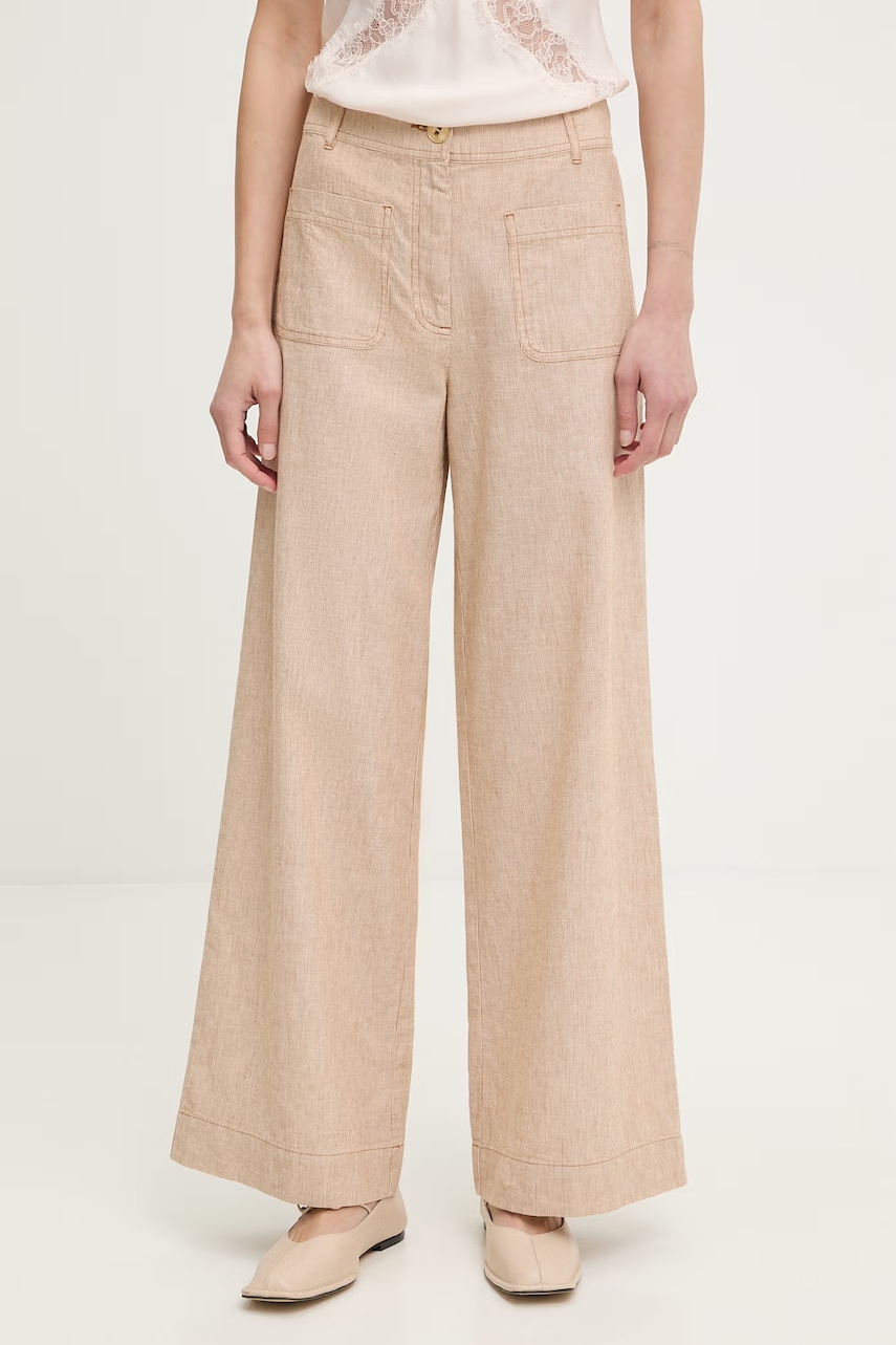 Sessun pantaloni wide leg pentru femei, din bumbac