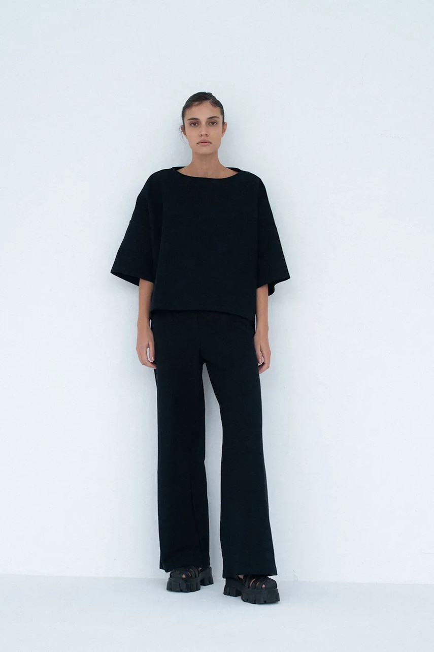 Muuv. pantaloni wide leg pentru femei, din bumbac MOAI