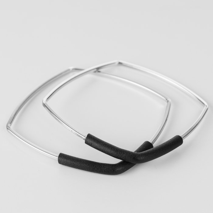 Bratari in set de 2 buc rectangulare metalice argintii