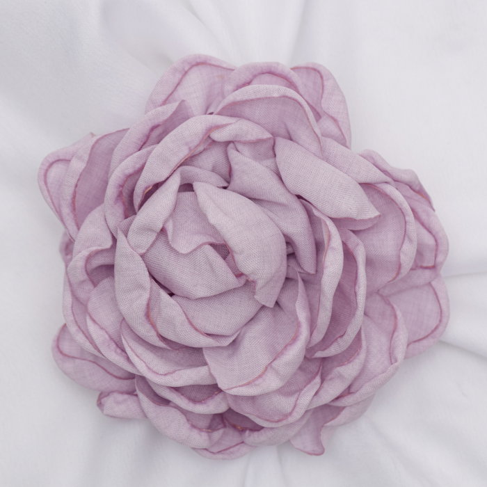 Brosa floare lila din bumbac cu diametru de 15 cm, cu clips pentru par