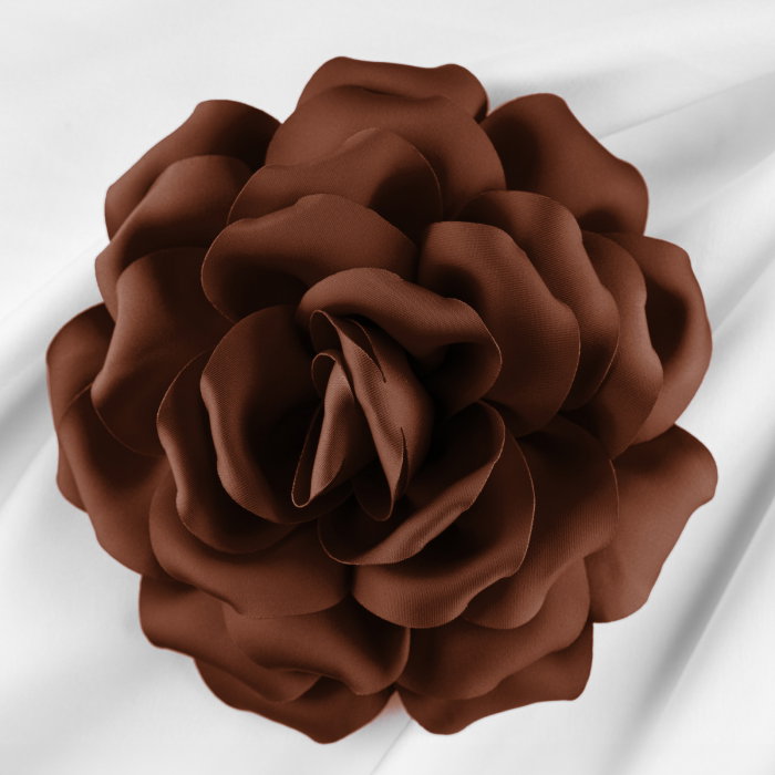 Brosa floare maro cu diametru de 15 cm, cu clips pentru par