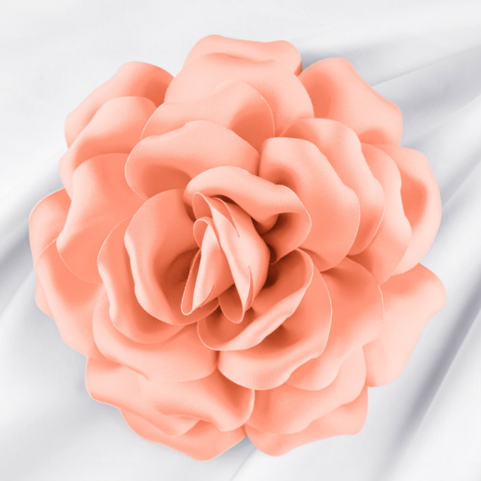 Brosa floare roz somon cu diametru de 15 cm, cu clips pentru par