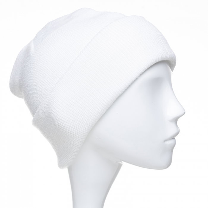 Caciula unisex model clasic tricotat, dublata in interior, alba
