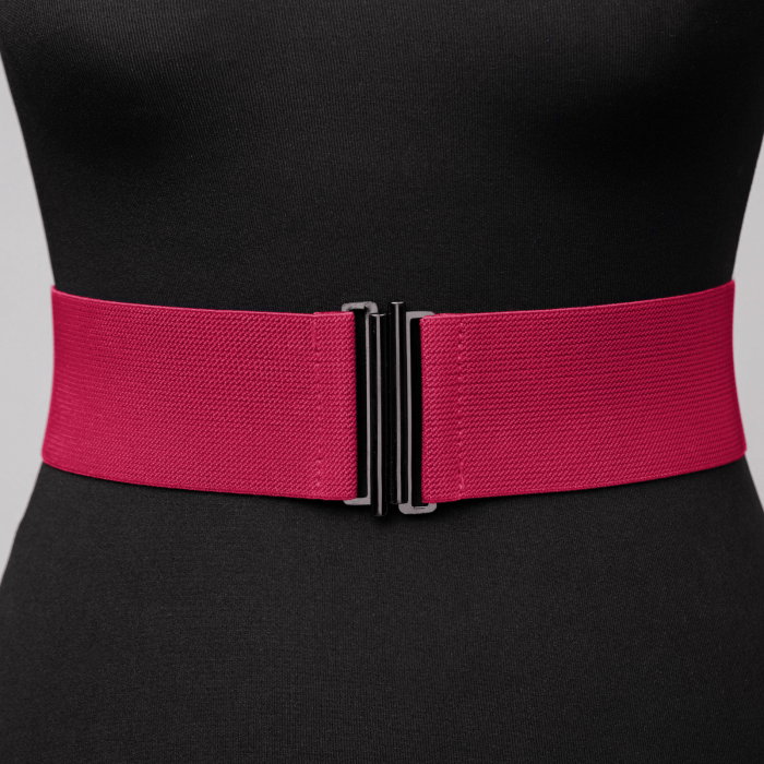 Curea fucsia din material elastic cu catarama metalica - 7.5 cm