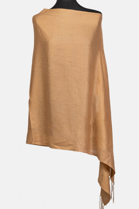 Esarfa camel din cashmere subtire dreptunghiulara