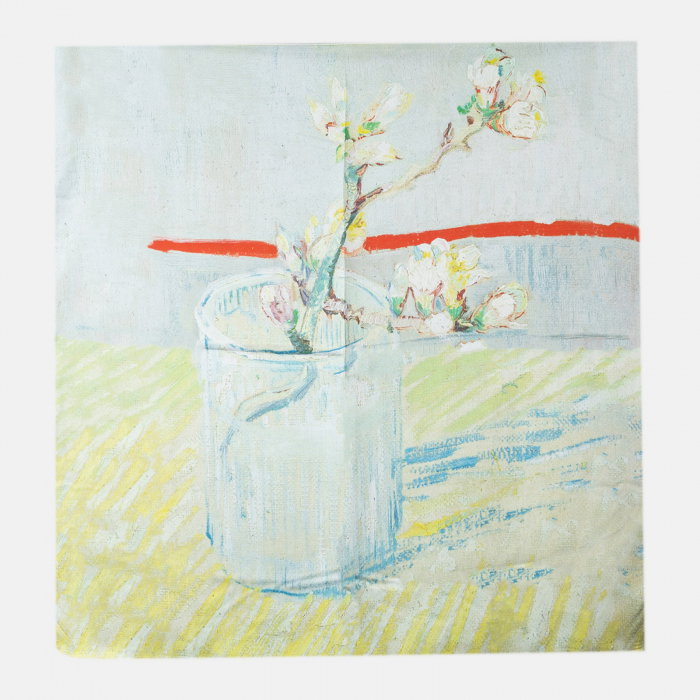 Esarfa patrata cu o singura fata imprimata cu model inspirat  dupa tablou de Van Gogh