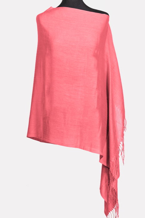 Esarfa corai din cashmere subtire dreptunghiulara