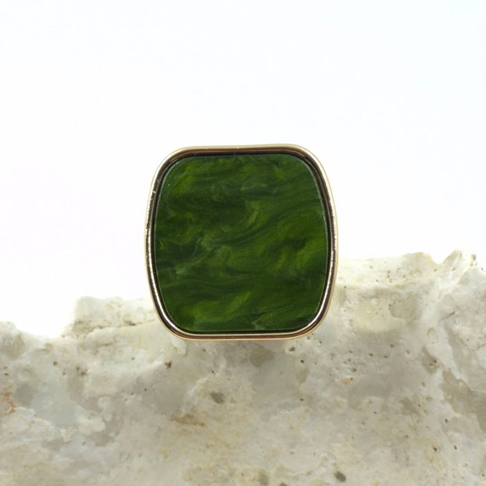 Inel dama reglabil cu insert decorativ verde