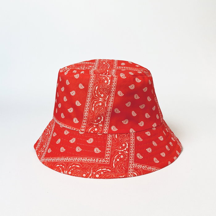 Palarie tip bucket unisex cu doua fete,  paisley corai